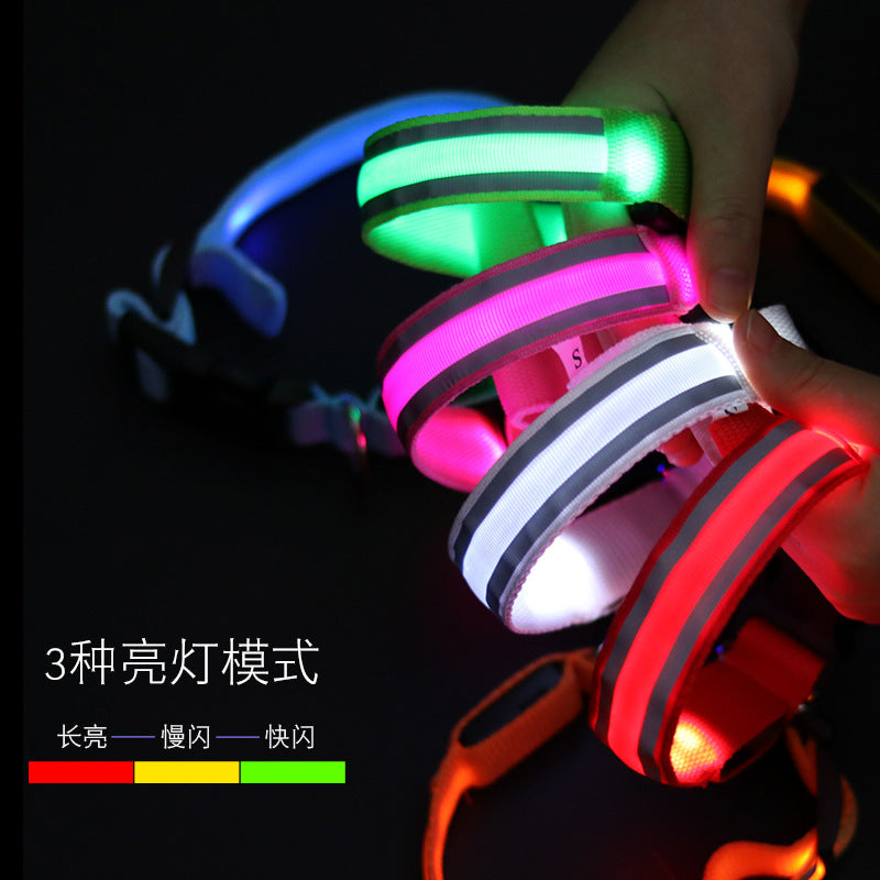 Anti-lost Led Luminous Dog Collar Pet Supplies Night Walking Dog Collar USB Charging Comes With Reflective Material