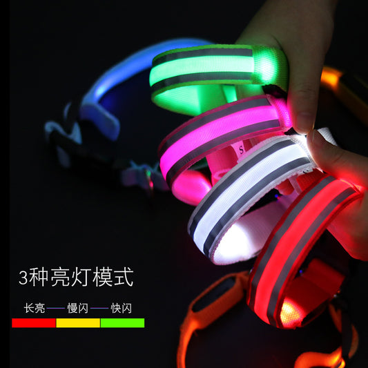 Anti-lost Led Luminous Dog Collar Pet Supplies Night Walking Dog Collar USB Charging Comes With Reflective Material
